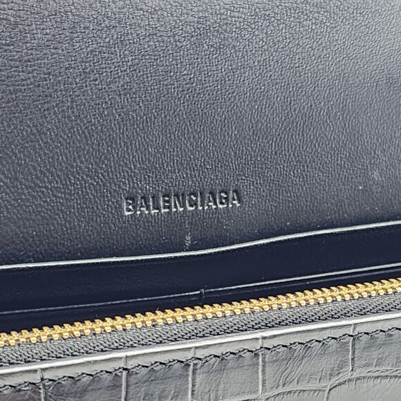 Balenciaga Gossip Wallet On Chain WOC Bag - Croc Embossed Calf Leather - Black - Picture 4 of 12